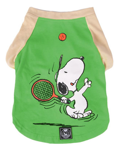 Roupa Para Cachorro Camiseta Snoopy Beach Tennis Verde G