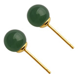 Pendientes De Bola De Jade De 8 Mm Para Mujeres Niñas Plata