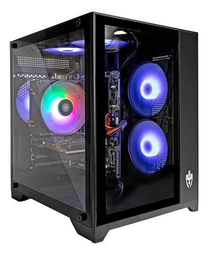 Gabinete Gamer Mid Tower Cubo Vidro Frontal E Lateral 5 Fans