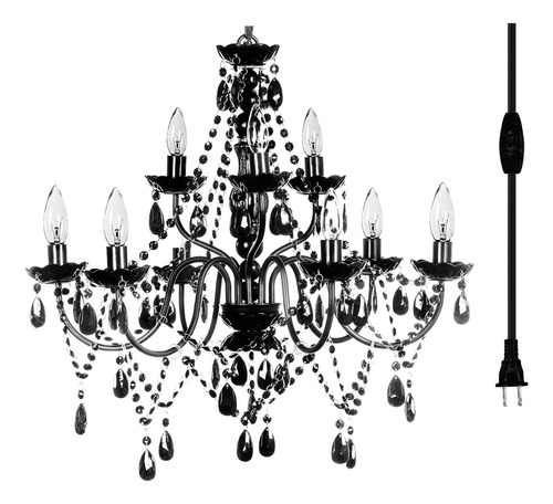 Candelabro Colgante Gypsy Color Plug-in Negro De 9 Luces...