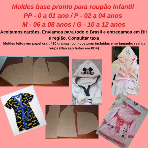 Moldes Base Prontos Para Roupão Infantil