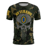 Camiseta Militar Brk Camuflada Caveira Veterano Com Uv 50+