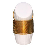 50 Capacillos Metalicos Blanco Con Borde Dorado