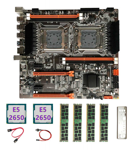 Placa Base X79 De Doble Cpu, 2 Procesadores Xe5 2650 Y 4 Uni