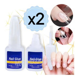 X2 Pegamento Nail Glue Uñas Postizas Tips Strass Con Pincel