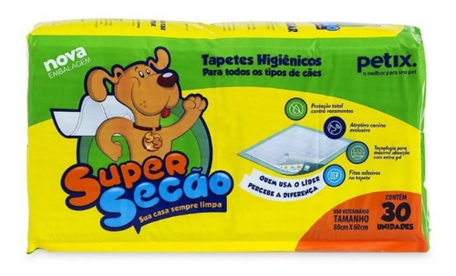 Super Secão Tapete Higiênico Para Cachorro Pet Filhote 30 Un