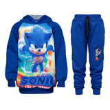 Conjunto Calca E Blusa Juvenil Infantil Com Capuz Sonic