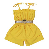 Macaquinho Vestido + Cinto Feminino Infantil Mini Diva Verão