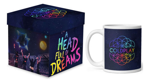 Taza Coldplay Con Caja De Madera Para Regalo Música