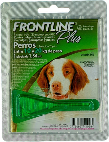 Frontline Plus Pipeta Pulga Y Garrapata Perro De 10 A 20 Kg