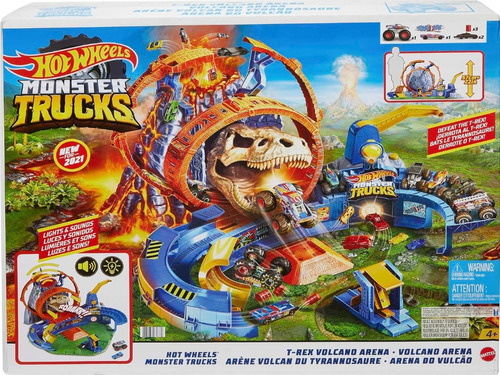 Pista Hotwheels Monster Trucks Estadio Con Volcan 