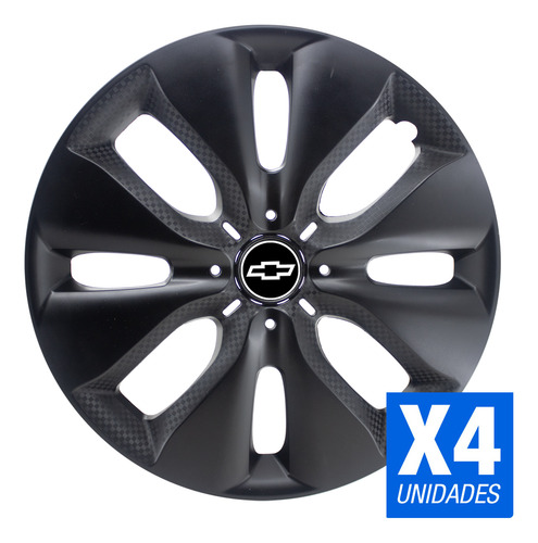 Juego 4 Tasas Univ Revolution Negro Mate 14 Pul Logo Peugeot