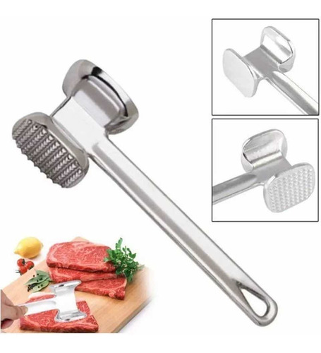 Martillo Ablandador De Carne Doble Cara Acero Inoxidable 