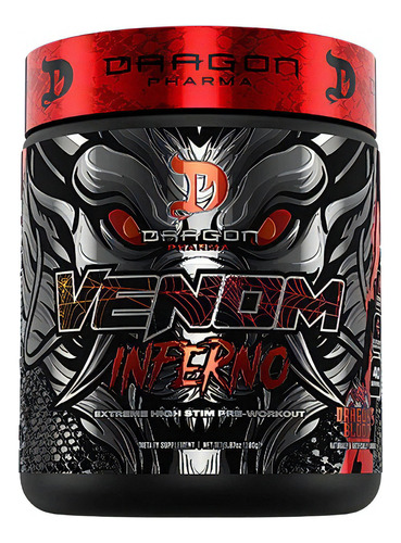 Pre Entreno Dragon Pharma Venom Inferno 40 Servs Extremo Sabor Dragons Blood