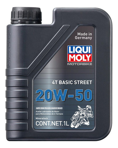 Aceite De Moto Liqui Moly Motorbike 4t 20w50 Basic Street 1l