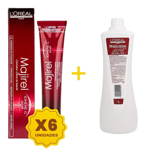 Kit 6 Tinturas Majirel 50g + Oxidante 1000ml Loreal 