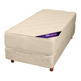 Sommier Colchon 1 1/2 Plaza Y Media Espuma Alta Densidad Color Beige