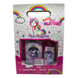 Shampoo 300ml Y Body Glitter 130ml Unicornio Para Niña 