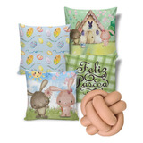 Capa De Almofada 45x45 Decorativas Com Almofada De Nó Grande Pascoa_kit-03_nó-creme