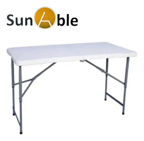 Mesa De Resina Plegable 122x60x52-74cm Sunable Color Blanco