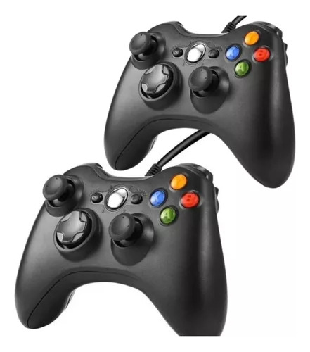 Kit 2 Com Fio Compatível Para Xbox 360 Pc Gamer 2 Em 1