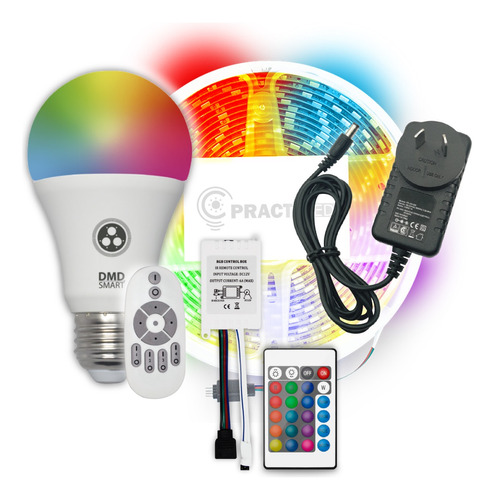 Kit Rgb Lampara + Tira Interior + Controladoras + Fuente 3a