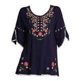 Ashir Aley Blusa Mexicana Estilo Bohemio Bordada Para Mujer