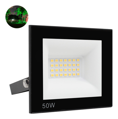 Refletor Led 50w Holofote Bivolt Prova Dágua Luz Verde