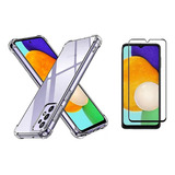 Funda Compatible Con Samsung A23 Y Película De Vidrio 3d De Color Transparente Liso