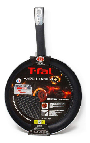 T-fal Sartén De 30 Cm Hard Titanium Plus Negro Con Antiadher