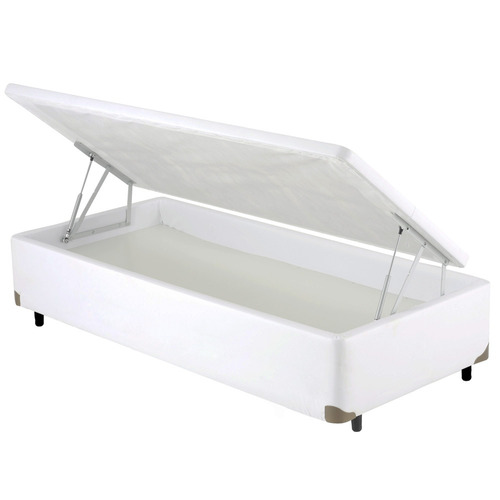 Cama Box Bau Solteiro Corano Branco Universal - 078x188 