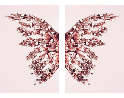 Quadro Decorativo Asas De Borboleta Abstrato Rose Gold Rosa