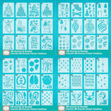 Paquete 10 Stencils Navideños Plantillas Para Manualidades