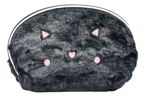 Estuche Cosmetiquero Felpa Gatito Color Negro