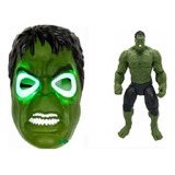 Mascara Hulk Con Luz Led + Muñeco Avengers. Blíster Cerrado.