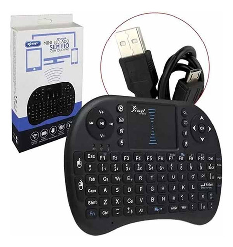 Mini Teclado Preto Controle S/fio Tv Box Smart Tv Bluetooth