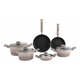 Batería De Cocina 10 Piezas Antiadherente Taupe