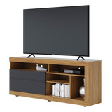 Rack Sala Bancada Tv65  160cm Najara Noce Milano/preto Fosco Cor Marrom