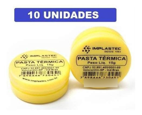Pasta Térmica 15g Implastec Processador Kit Com 10 Unidades