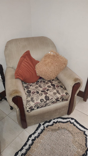 2 Sillones 1 Cuerpo Tela Lavable, Beige 60 Mil C/uno