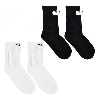 4 Pares Calcetines Con Manitas Magneticos Para Pareja Negro Blanco Algodón Único
