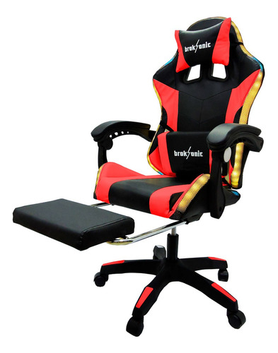 Sillón Gamer Ergonómico Masajeador Luces Led Apoya Pie Silla