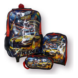 Kit Mochila Escolar Rodinha Estojo Lancheira Carros Xtreme