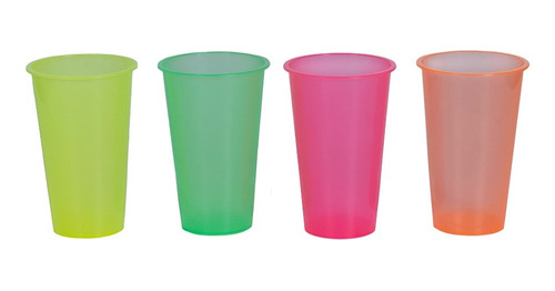 10 Vasos Reutilizable 500ml Plástico Colores Flour 