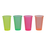 10 Vasos Reutilizable 500ml Plástico Colores Flour 