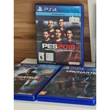 Lote Jogos Ps4 Uncharted Horizon Pes 2018 Sony Playstation