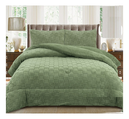Plumón Cobertor 2p 250x230 Verde Texturizado Cuadrille Tf