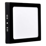 Painel Plafon Sobrepor Quadrado Led 12w Painel Preto Bivolt