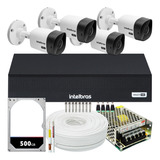 Kit Cftv Monitoramento 4 Cameras Intelbras Vhc 1120 Hd 500gb