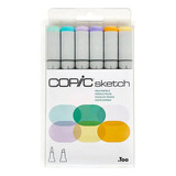 Kit 6x Copic Sketch Marker Original Tons Pastel Ponta Brush